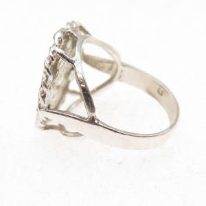 925 Sterling Silver Vintage Guardian Angel Coin Oxidized Ring Size 5.5 image 4