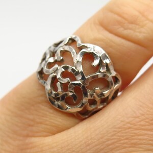 925 Sterling Silver Vintage Vargas Carved Swirl Design Ring Size 5 1/4