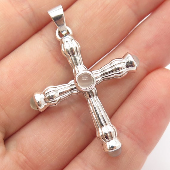 31mm x 50mm Jewel Tie 925 Sterling Silver Antiqued-Style Cross Pendant Charm 31mm x 50mm Jewel Tie 925 Sterling Silver Antiqued-Style Cross Pendant Charm
