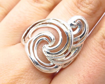 925 Sterling Silver Vintage Ornate Swirl Ring Size 8.75