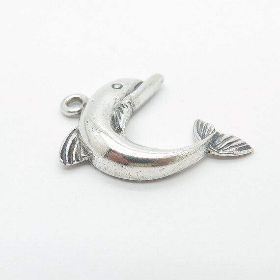 925 Sterling Silver Vintage Friendly Dolphin Pend… - image 7