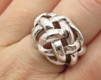 925 Sterling Silver Vintage Braided Ring Size 8