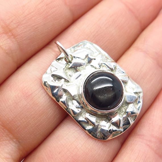 925 Sterling Silver Vintage Real Black Tiger Eye … - image 1