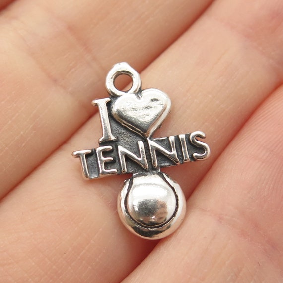 925 Sterling Silver Vintage "I Love Tennis" Charm… - image 1