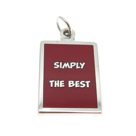 925 Sterling Silver Red Enamel "Simply The Best" … - image 4