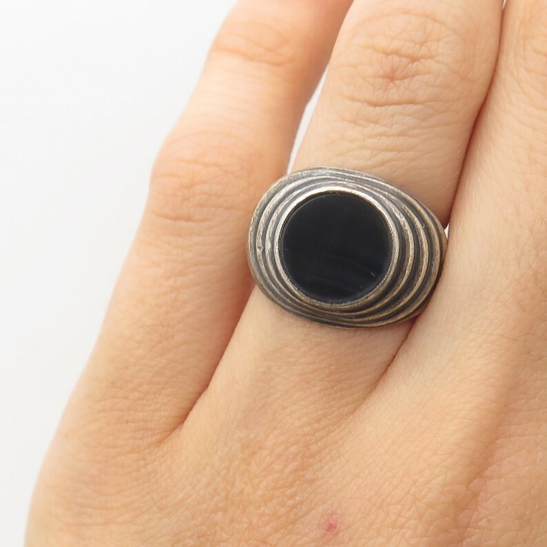 925 Sterling Silver Real Agate Gemstone Ring Size 5 14