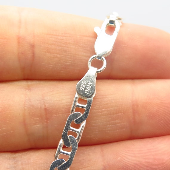 vintage◯Italy silver short necklace◯925 925 Sterling Silver Italy Flat Anchor Mariner Chain Necklace 15