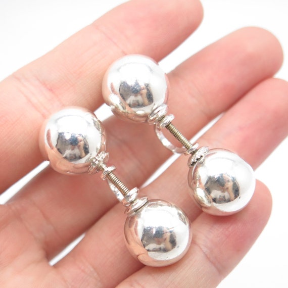 925 Sterling Silver Vintage Ball Screw Back Earrings Etsy