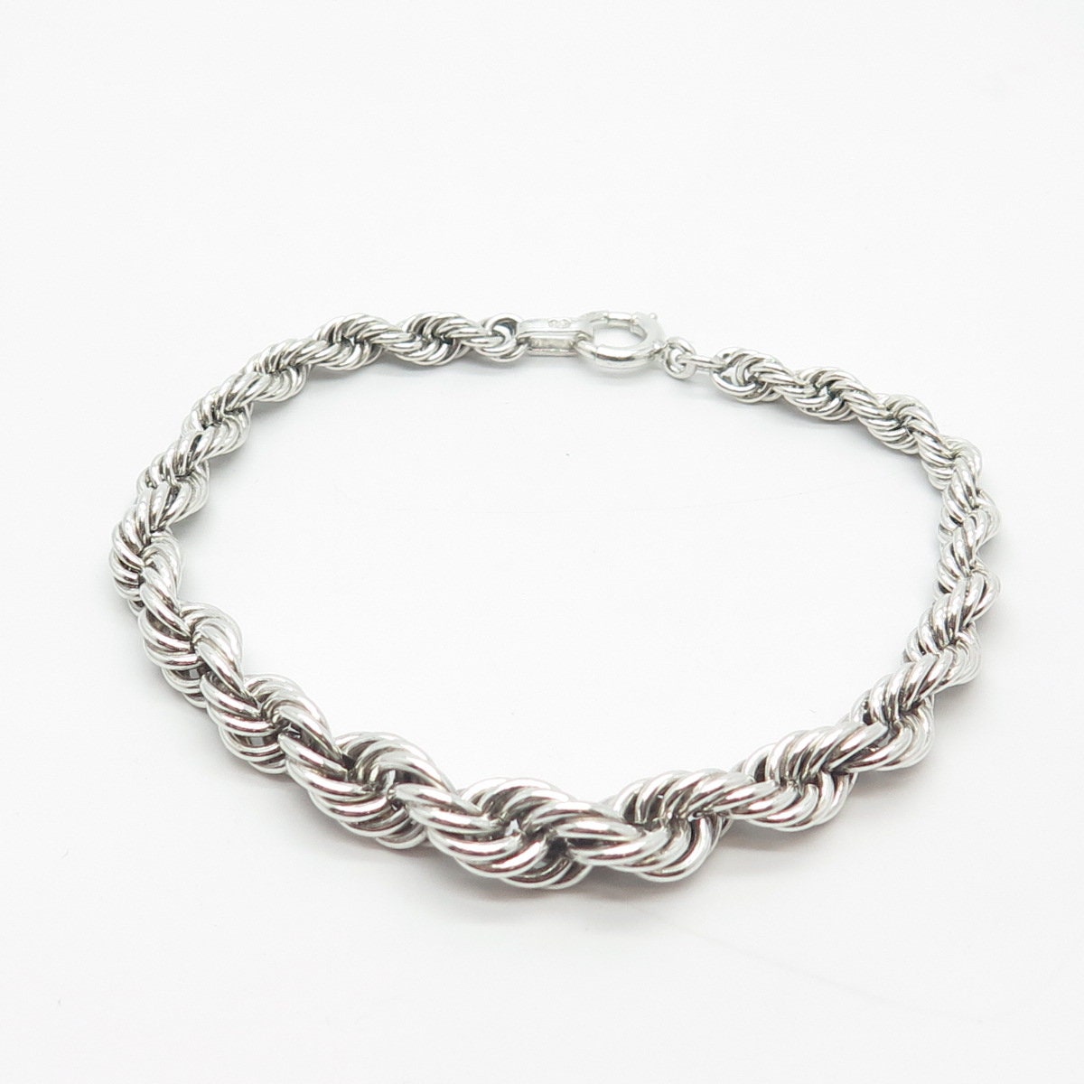 925 Sterling Silver Twisted Rope Link Bracelet 7