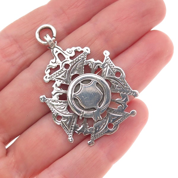 Herbert Bushell & Son Sterling Silver Antique 1928 Birmingham Cross Fob Pendant