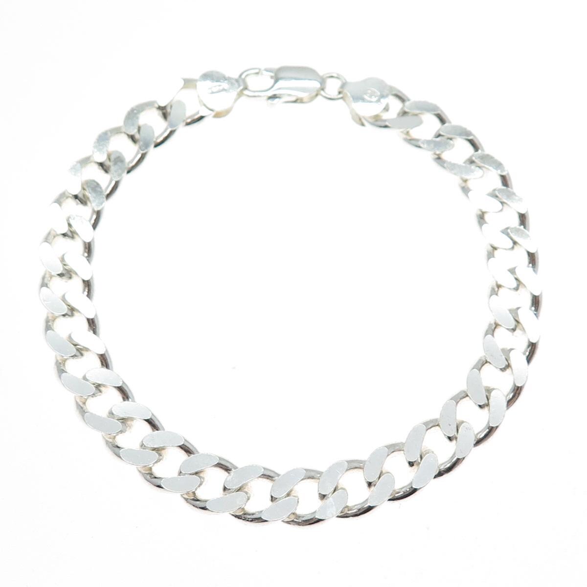 925 Sterling Silver Vintage Italy Curb Link Bracelet 9