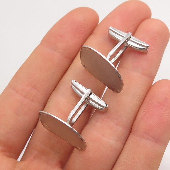 925 Sterling Silver Vintage Rectangle Cufflinks View 3