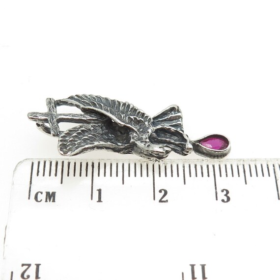 925 Sterling Silver Vintage Real Ruby Eagle and C… - image 3