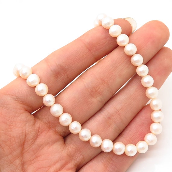 925 Sterling Silver Real Pearl All Around Bead Ch… - image 2