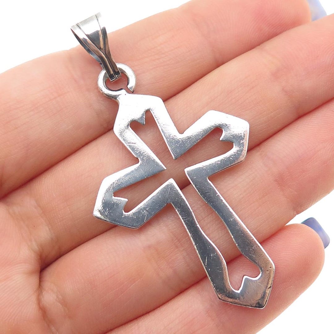 925 Sterling Silver Vintage Cross Oxidized Charm Pendant - Etsy