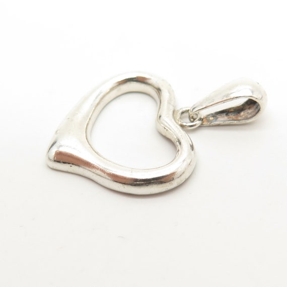 950 Silver Vintage Open Heart Pendant - image 5