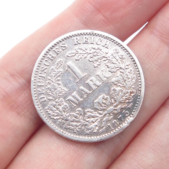 900 Silver Antique 1875 Germany Emperor Wilhelm I 1 Mark Duetsches Reich Coin