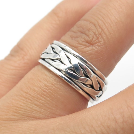 925 Sterling Silver Vintage Roots Rotating Band R… - image 2