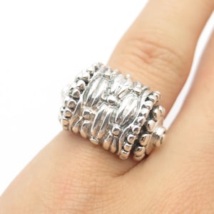 925 Sterling Silver Vintage Modernist Ring Size 5 3/4
