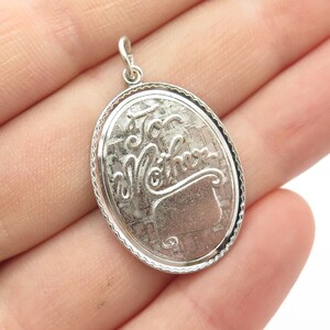 925 Sterling Silver Vintage Griffith and Sons Co &quot;To Mother&quot; Oval Pendant