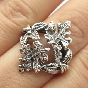 925 Sterling Silver Vintage Leaf Ring Size 6.75