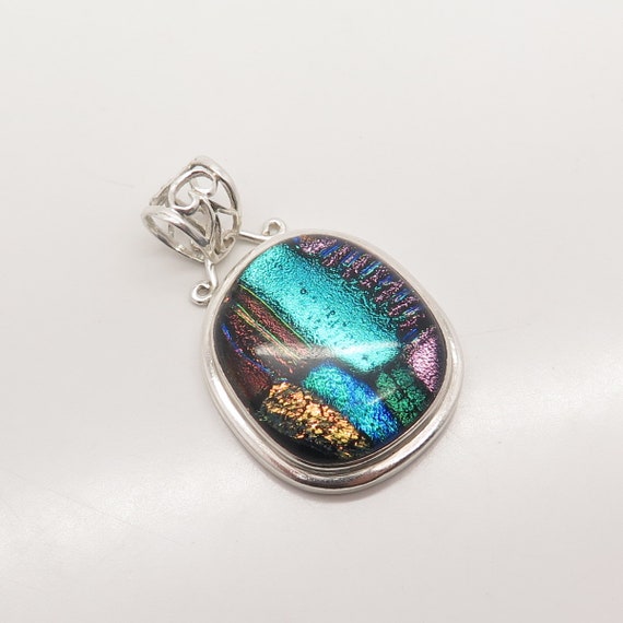 925 Sterling Silver Vintage Colorful Roman Glass … - image 4