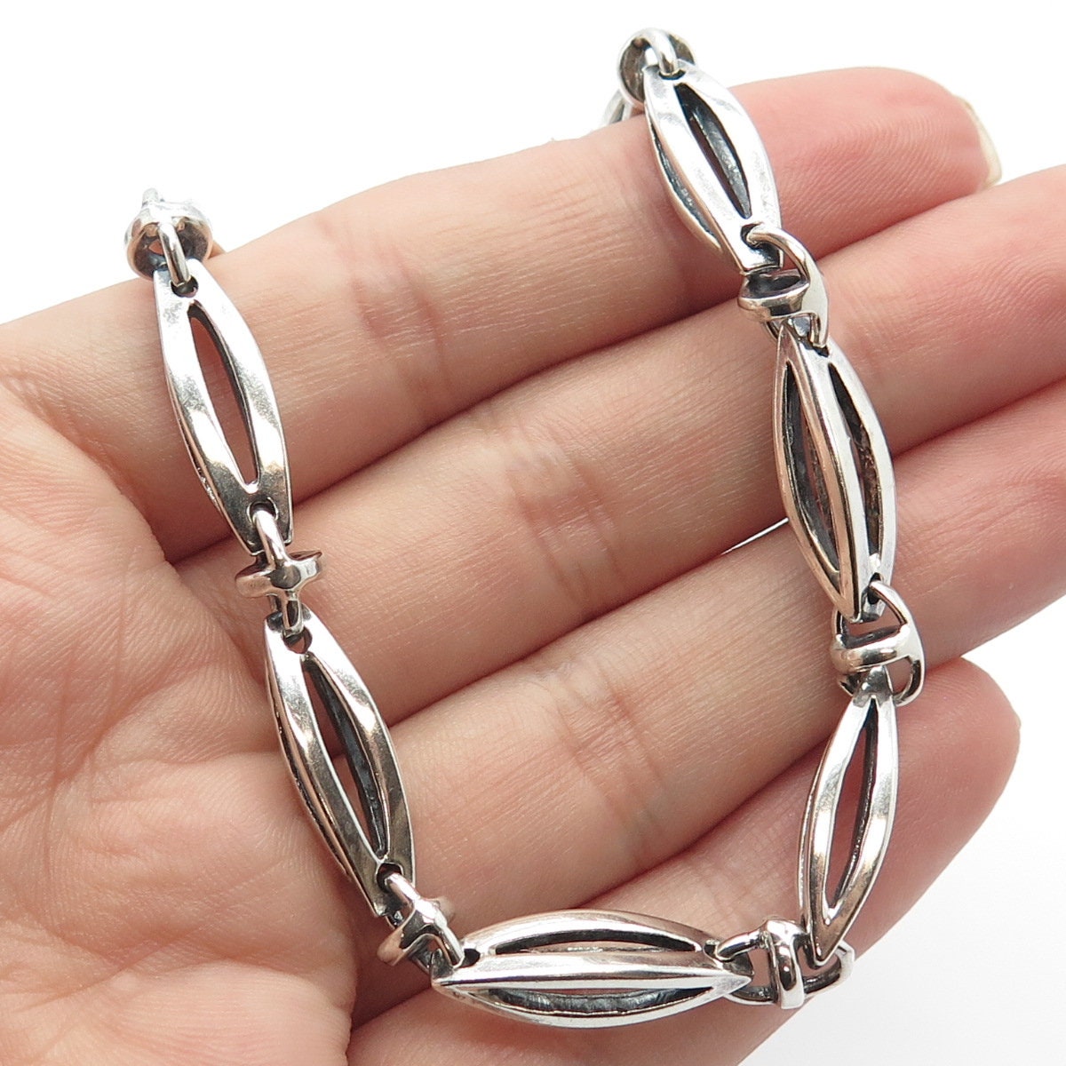 925 Sterling Silver Vintage Sezgin Modernist Chain Necklace 925 Sterling Silver Vintage Sezgin Modernist Chain Necklace