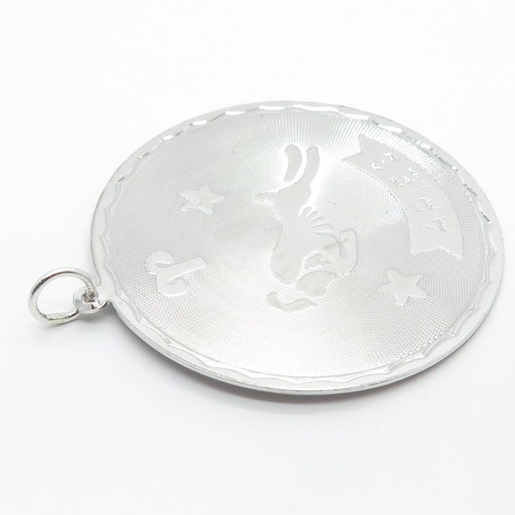 925 Sterling Silver Vintage Aries Zodiac Sign Round P… - Gem