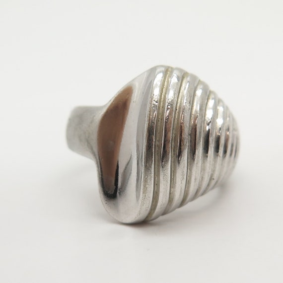 925 Sterling Silver Vintage Ribbed Design Ring Size 9 - Etsy