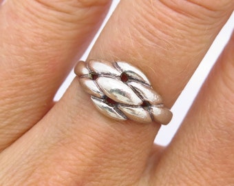 925 Sterling Silver Domed Woven Design Ring Size 6 1/4