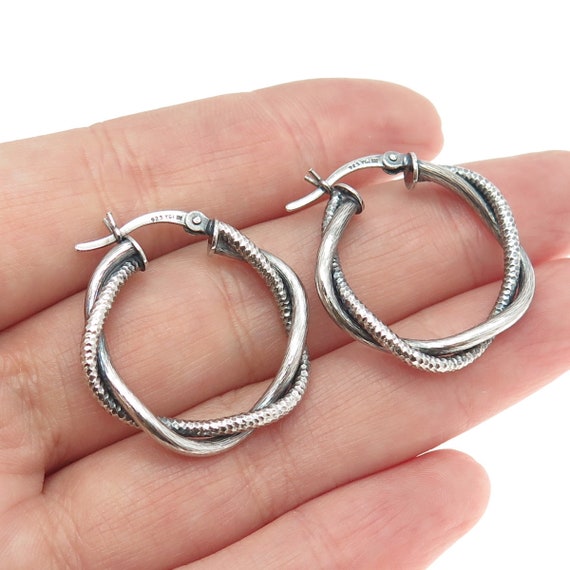 925 Sterling Silver Vintage Woven Multi-Row Hoop … - image 2