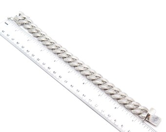 925 Sterling Silver Vintage C Z Heavy Cable Link Bracelet 925 Sterling Silver Vintage C Z Heavy Cable Link Bracelet