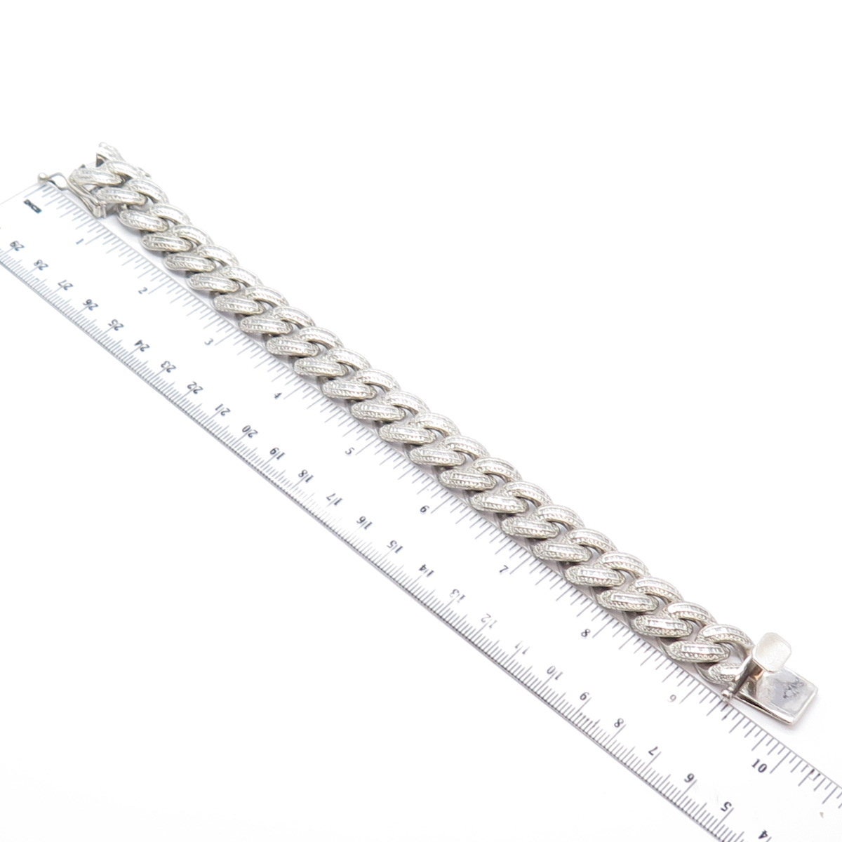 925 Sterling Silver Vintage C Z Heavy Cable Link Bracelet 925 Sterling Silver Vintage C Z Heavy Cable Link Bracelet