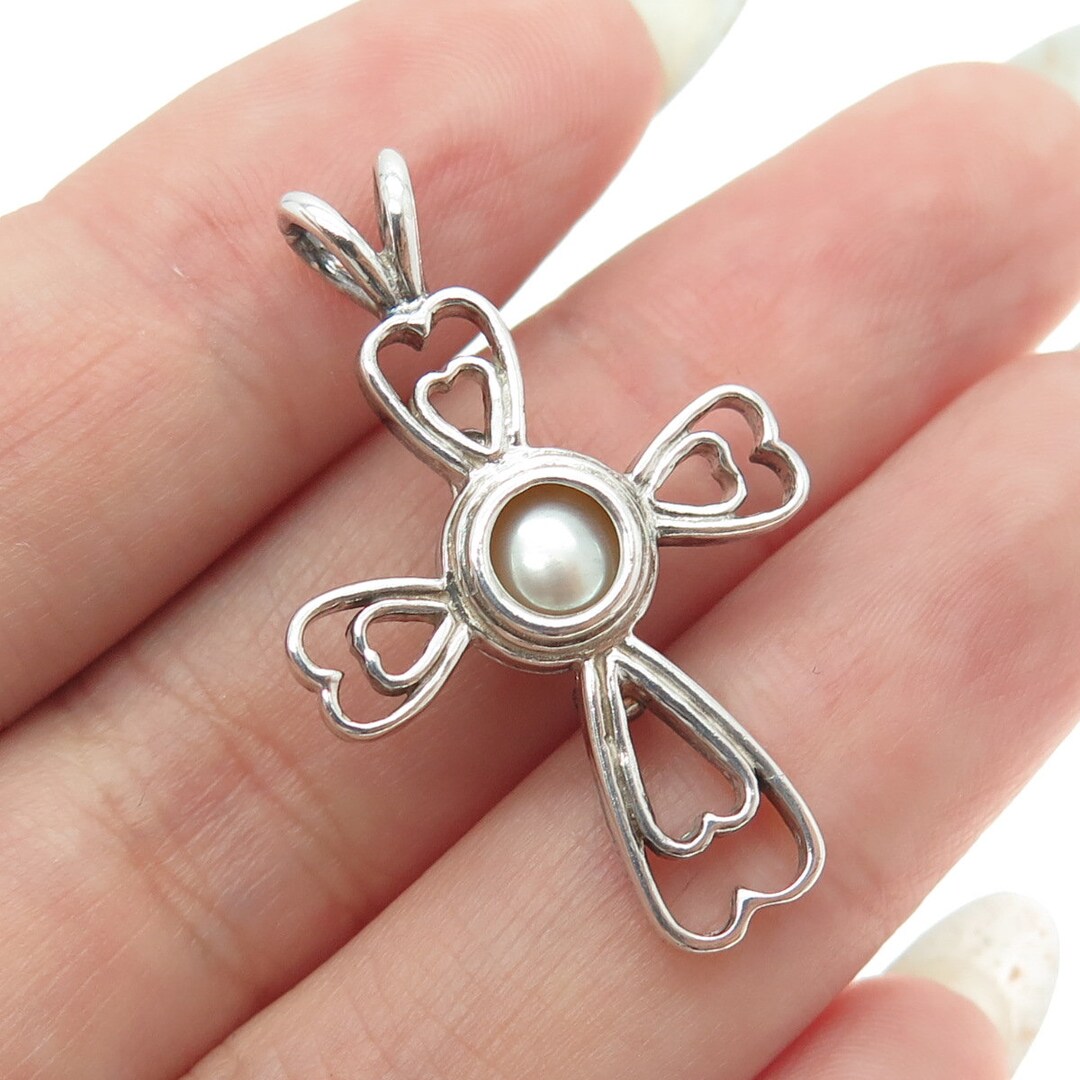 KABANA 925 Sterling Vintage Real Pearl Interchangeable Cage Heart Cross kabana-925-sterling-vintage-real-pearl-interchangeable-cage-heart-cross