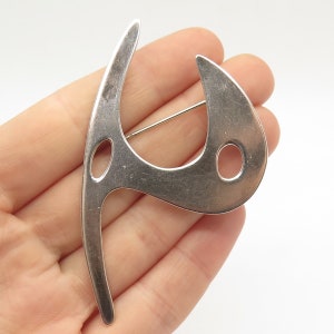925 Sterling Silver Vintage Abstract Modernist Pin Brooch