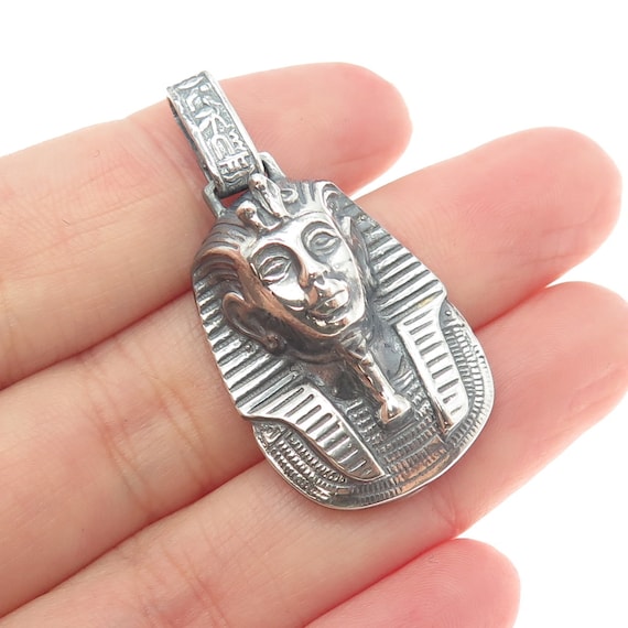 925 Sterling Silver Vintage Egyptian Pharaoh Oxid… - image 1