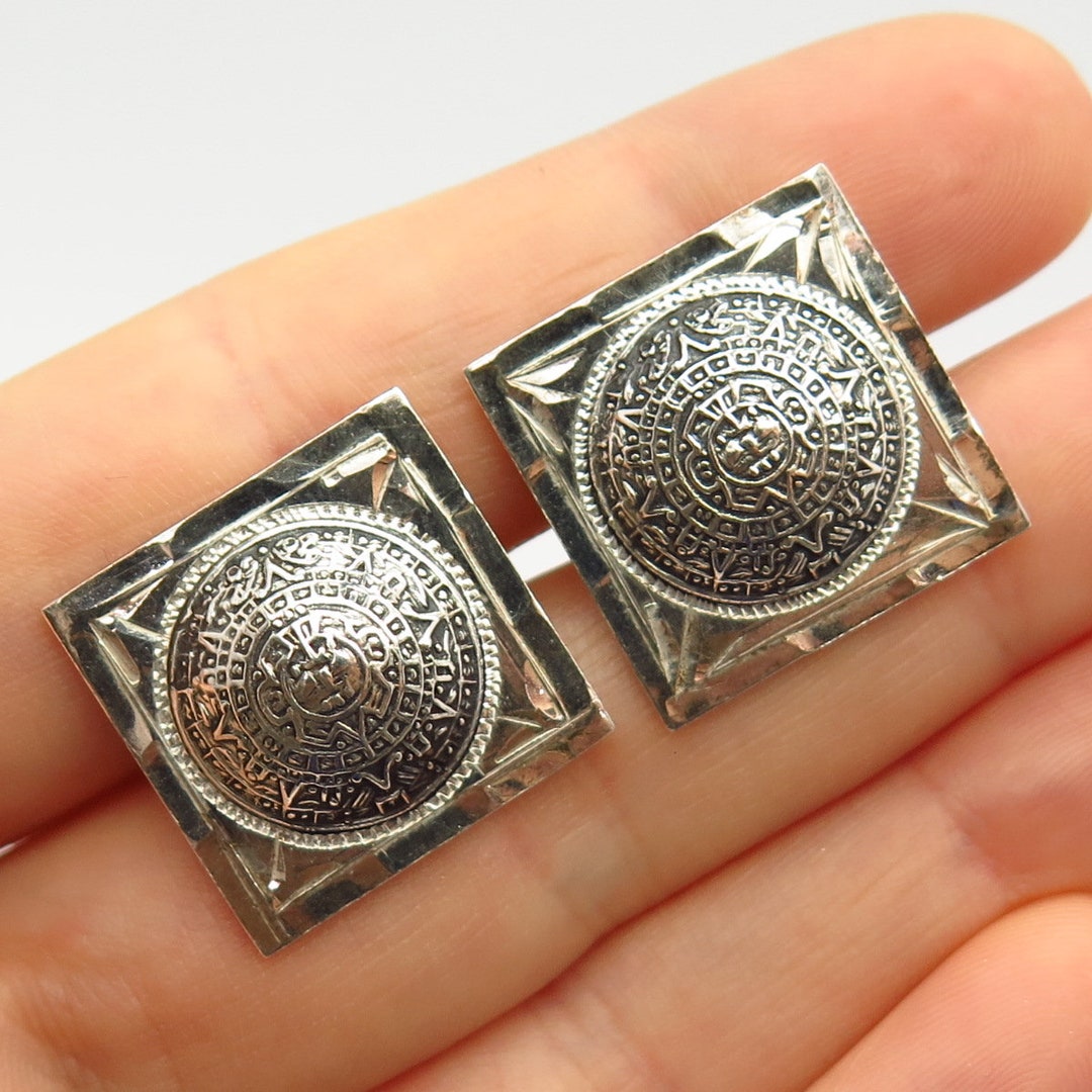 アクセサリー vintage mexican jewelry silver cuff Taxco Mexican Silver Azteca Cuff Bracelet – Zinnia Folk Arts