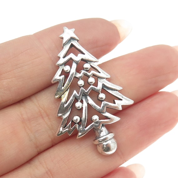 925 Sterling Silver Vintage Christmas Tree Pendant