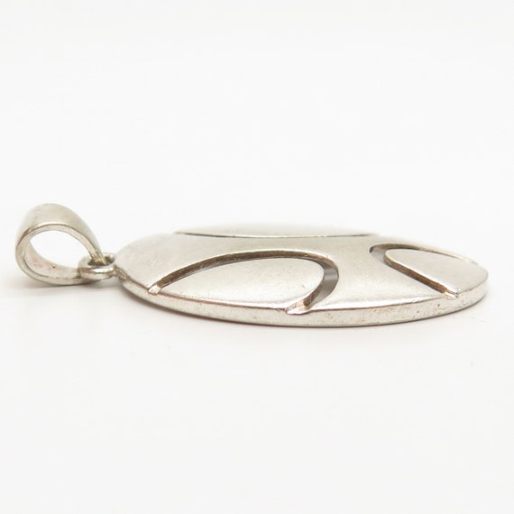 925 Sterling Silver Vintage Cutout Oval Pendant - image 3