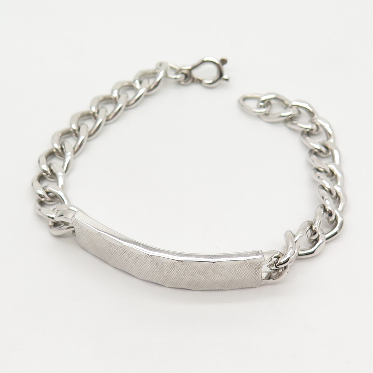 925 Sterling Silver Vintage Kalbe ID Cable Link Bracelet 7 3