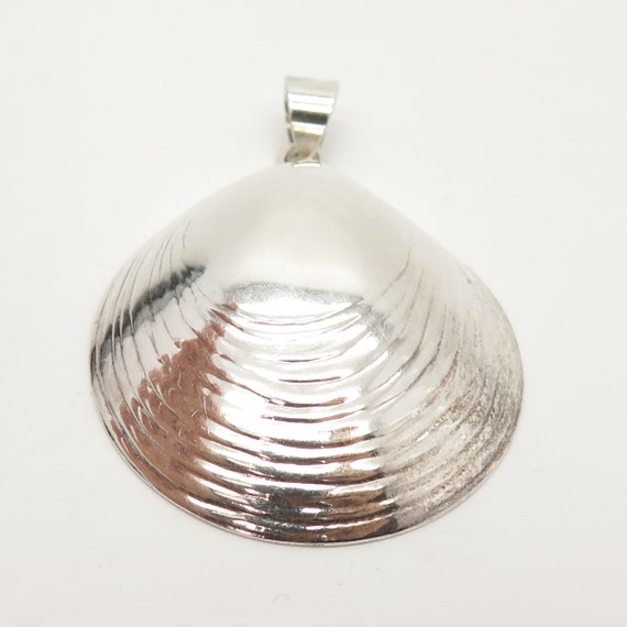 925 Sterling Silver Vintage Shell Hollow Pendant - image 4