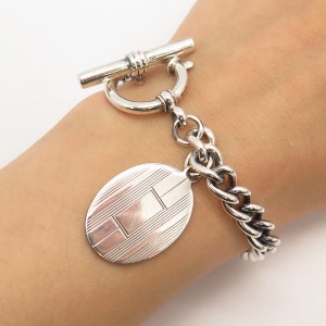 925 Sterling Silver Vintage Cable Link Bracelet 7&quot;