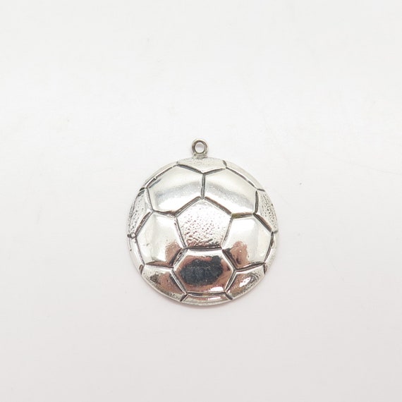 925 Sterling Silver Vintage Football Ball Pendant - image 4