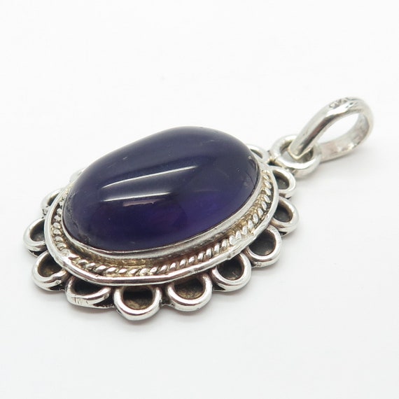 925 Sterling Silver Vintage Real Amethyst Gem Ova… - image 5