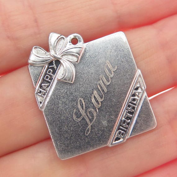 FORSTNER 925 Sterling Silver Vintage Engraved Lana Happy Birthday Pendant