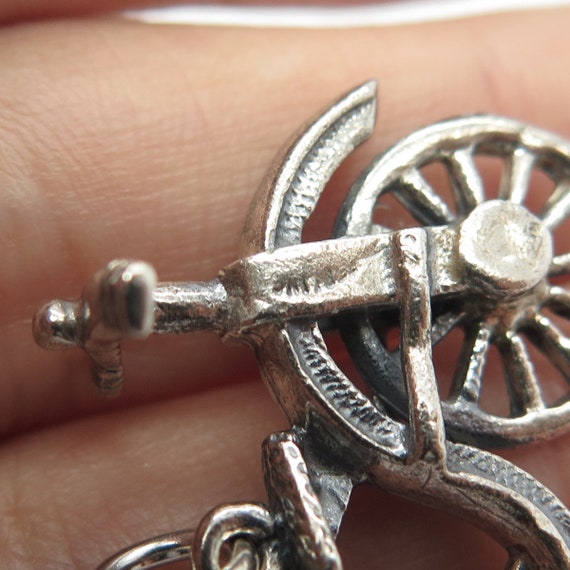 925 Sterling Silver Antique Circus Wheel Pendant - image 8