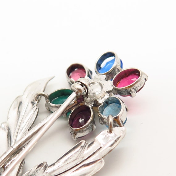 925 Sterling Silver Vintage Multi-Color Glass and… - image 4