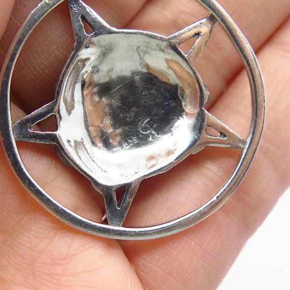 925 Sterling Silver Vintage Star Leaf Pendant - image 4