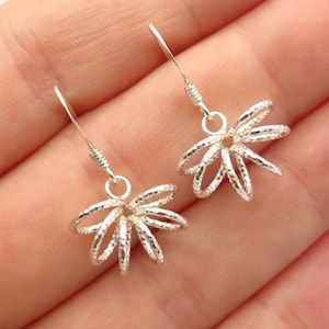 925 Sterling Silver Textured Spiral Design Dangling Earrings