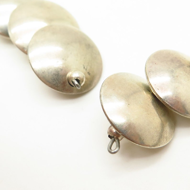 Vtg 925 Sterling Silver Puffy Disc Design Spiral Collar Necklace 15